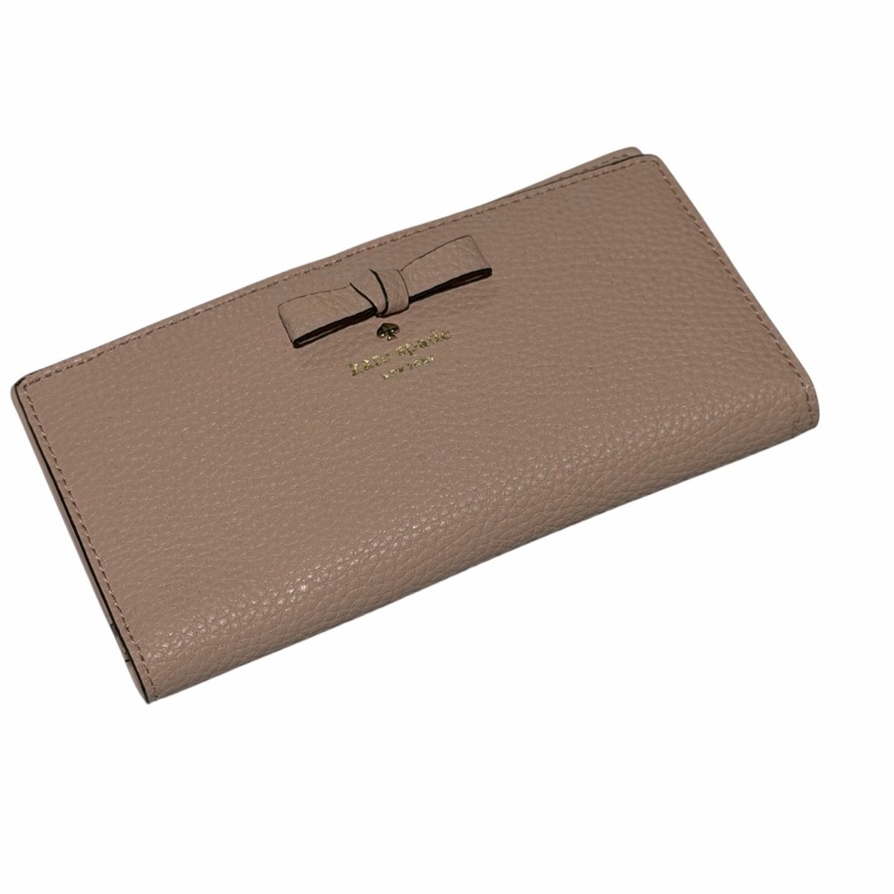 kate spade Pebbled Leather Bow Continental Wallet in Dusty Pink